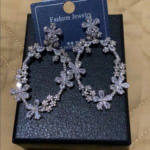 Beautiful flowers and crystal earrings